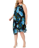 INC International Concepts Women Plus Printed Halter Midi Dress Cloud Burst