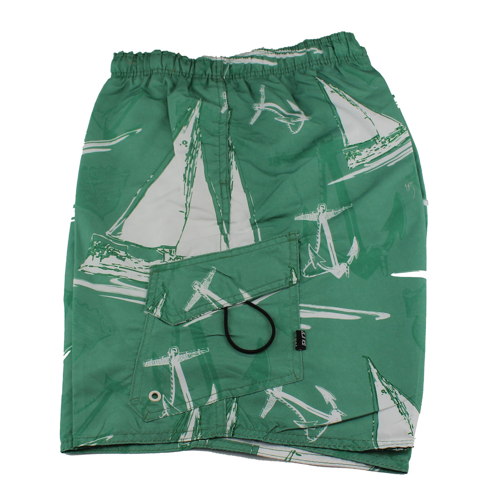 Zonal Men Microfiber Retro Board Shorts Malachite Green