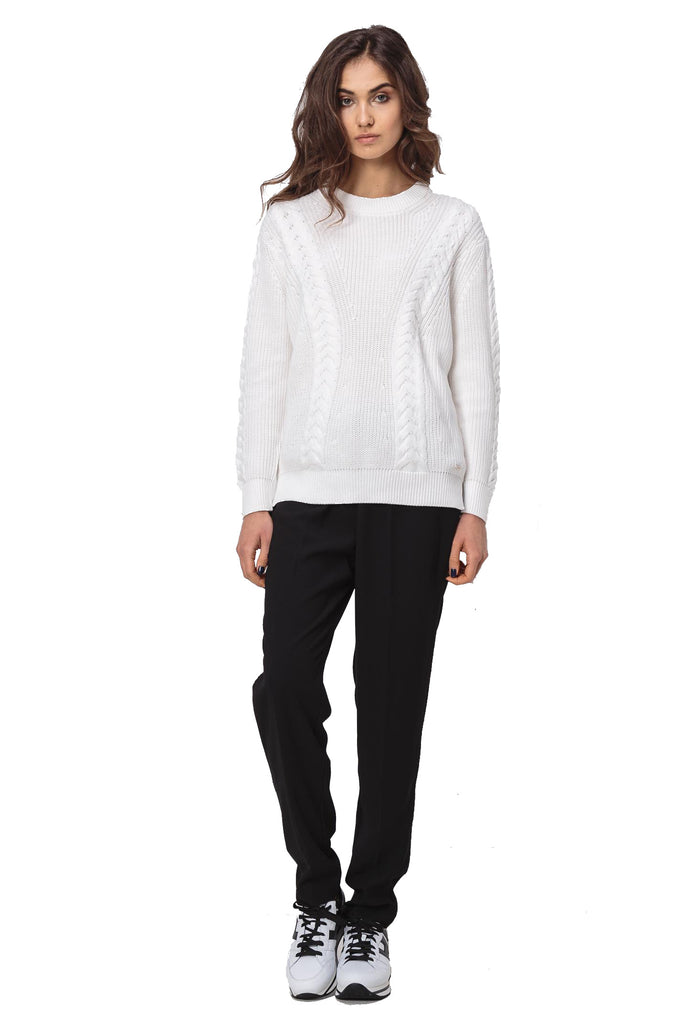 DKNY Women Cable Knit Crewneck Pullover Sweater
